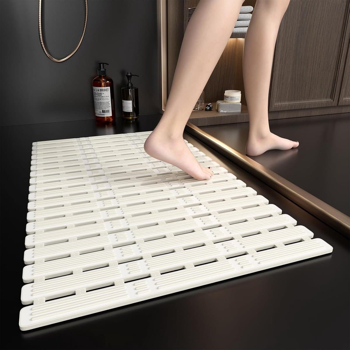 Antislip Duschmat 68x40cm - Badmat met Zuignappen, Ideaal voor Binnen, Aangepaste Antislip Badmat, Wit