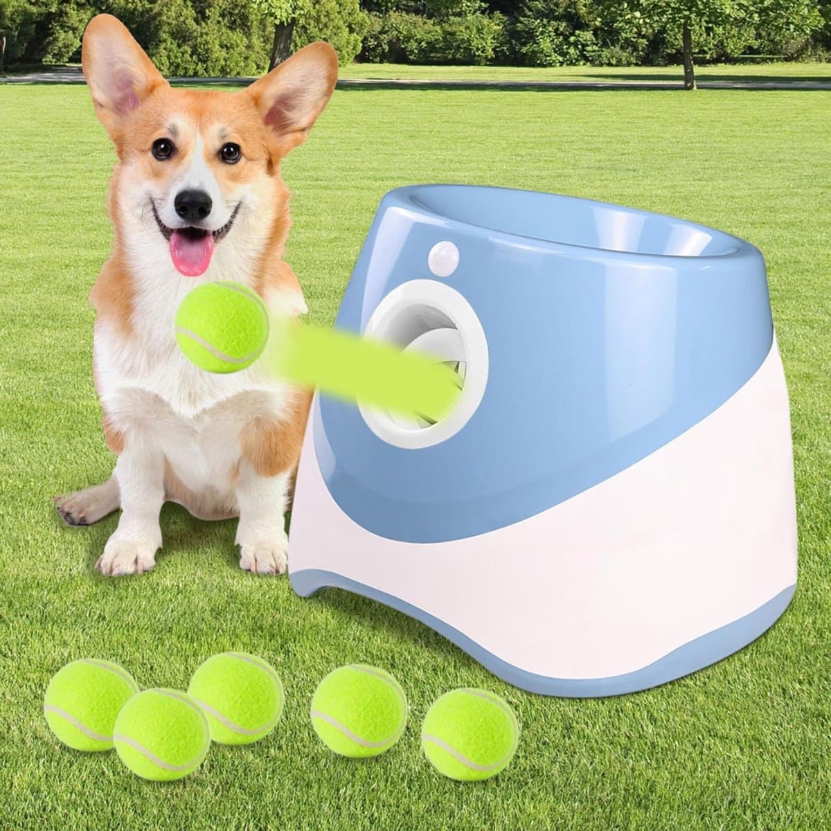 RUX® Ballenwerper Voor Honden - Ballenwerper - Hondenspeelgoed -Oplaadbaar - Blauw - 26cm x 27cm x 21cm ; 1.75 kg