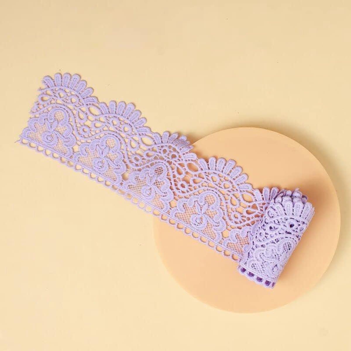 Kanten Rand Trim - Decoratieve Kant - Bruiloft Versiering - Bloemen Borduurwerk - 6 Meter - Lavendel
