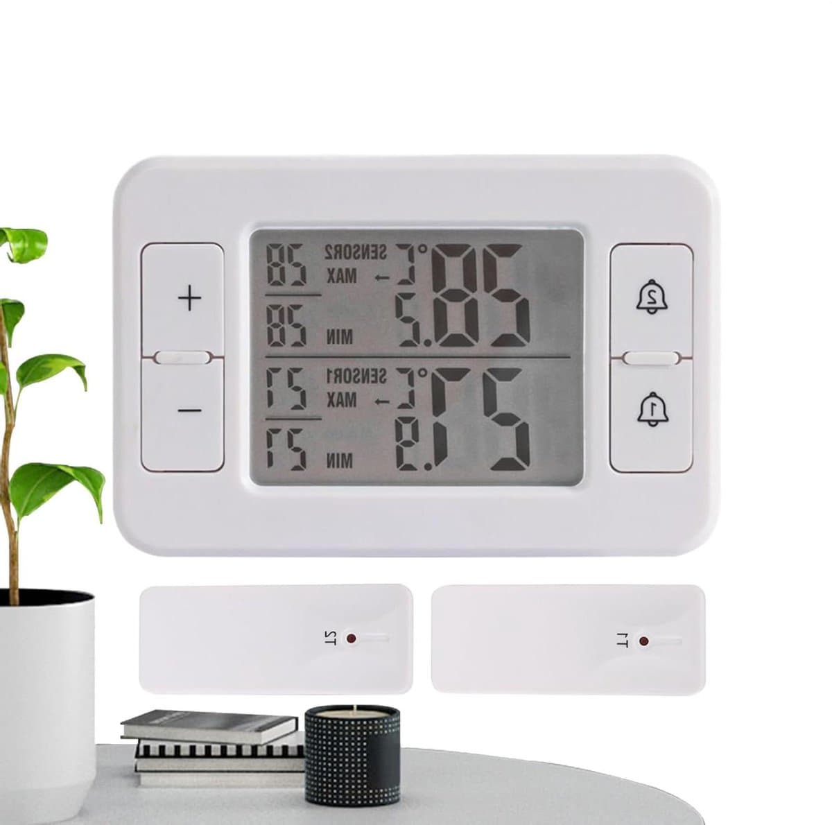 Vriezer Thermometer - Koelkast Monitor - Temperatuur Bewaken - Draadloos Groot Bereik - 100 Meter - Wit