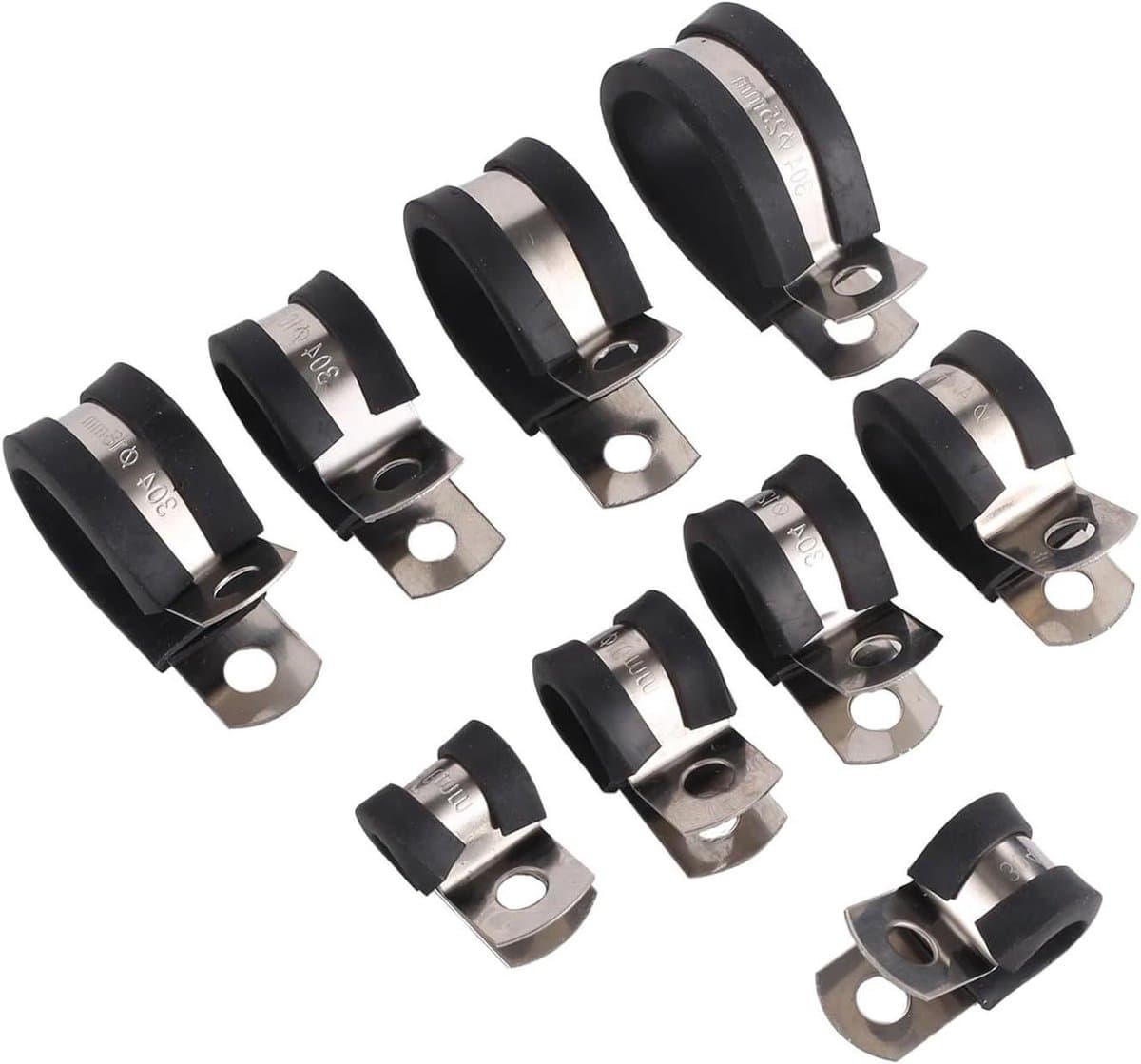 P-klemmen - Slangklemmen - Bevestigen van leidingen - Met rubber gevoerd - 5 stuks 12 mm - Zwart