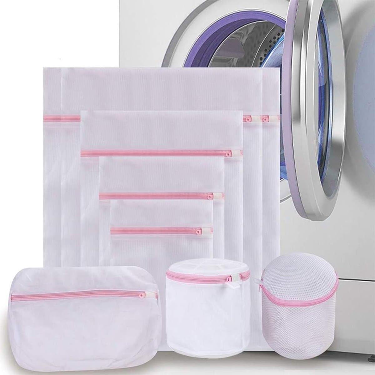 Mesh waszakken - Kleding waszakken - Kleding beschermen - Verdikte slijtvaste stof - 8 stuks - Wit