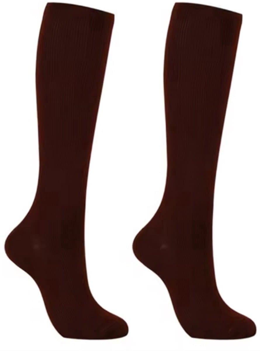 *** Steunkousen S/M - Compressie Sokken - Vliegtuigkousen - Travel/Running Socks - Geschikt Voor Hardlopen/Voetbal/Hockey/Wandelen - 36 t/m 41 - Bruin van Heler ***