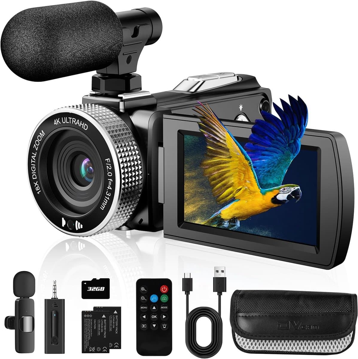 Vlog Camera voor Beginners - Videocamera voor Kinderen en Volwassenen - Handycam - 4K Kwaliteit