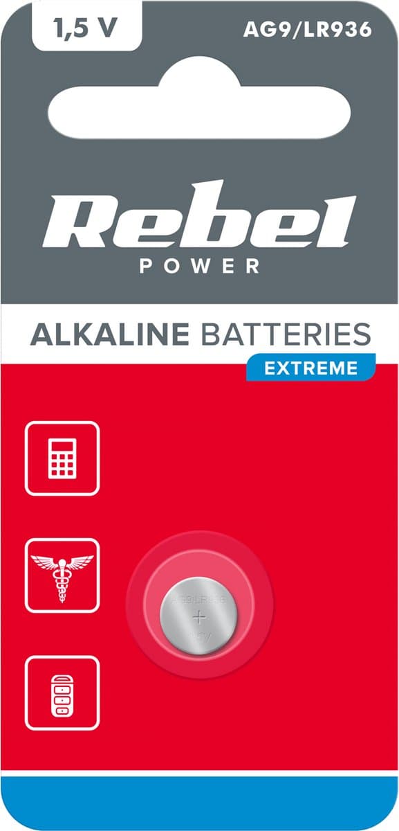 Rebel Alkaline Knoopcell Batterij - AG9/LR936 - 1.5V - Blister van 1 stuks