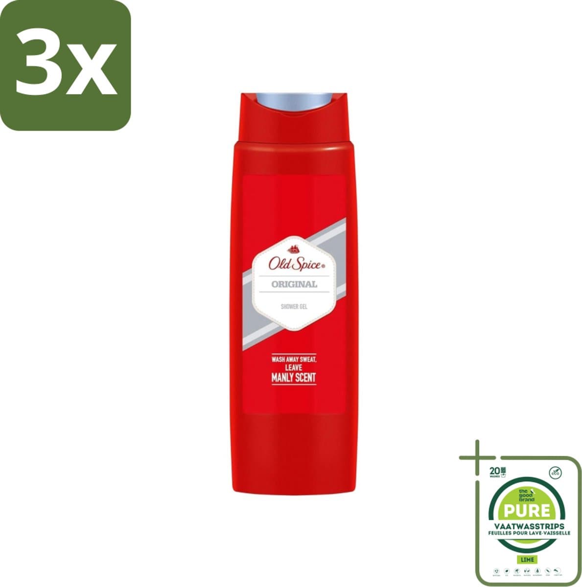 3 x Old Spice - Original - Douchegel - Reinigt, Verfrist & Verzorgt - 250 ml - Grootverpakking - Douchegel - Mannen - 3-in-1 - Fris - Verzorging