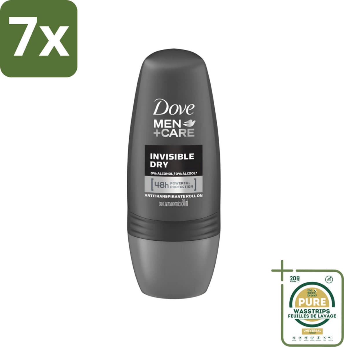 7 x Dove - Deodorant - Roll-on Men Care Invisible Dry - Voor een droge huid - 50 ml - Grootverpakking - Dove Men+Care Invisible Dry - Deodorant Roll-on - Anti-transpirant - Droge Huid - Witte Strepen