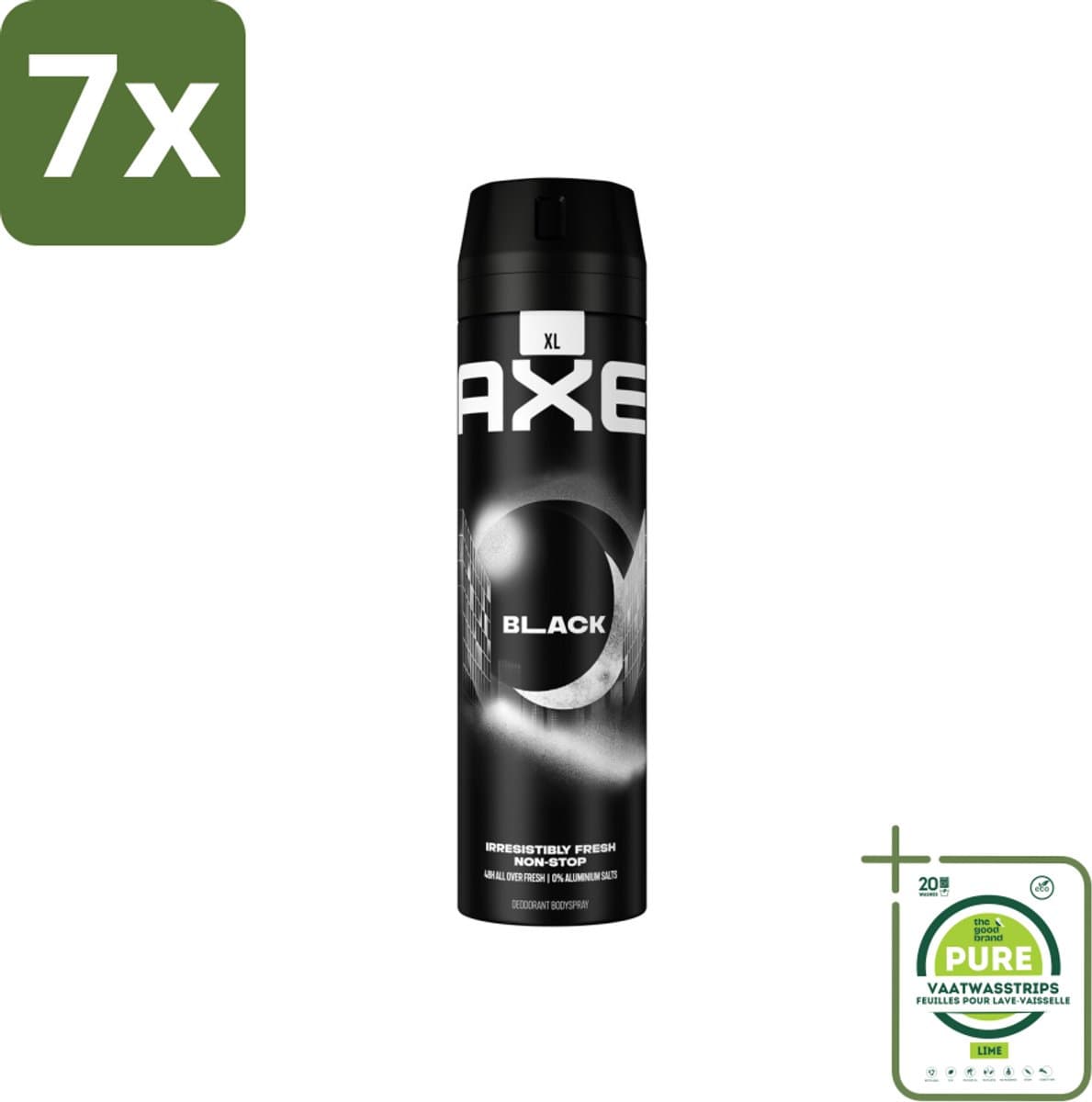 7 x Axe Deodorant Bodyspray Black 200 ml - Grootverpakking - Deodorant - Axe - Black - 48 Uur - Bevroren Peer