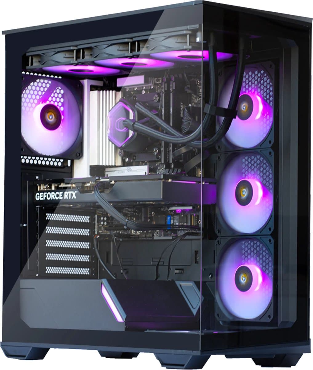 AMD Ryzen 7 8700 High-End Game PC Waterkoeling - Nvidia GeForce RTX5070 12GB - 32GB DDR5 – 4TB SSD - WiFi 6E/Bluetooth 5.3/LAN 2.5Gbps - Gamer C3 Black RGB