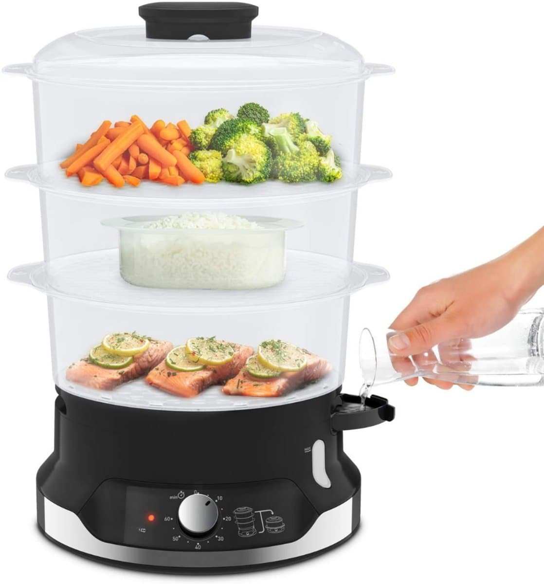 Quvo® Stoomkoker - Stoomkokers - Stoompan - Zwart - 27cm x 31cm x 28cm