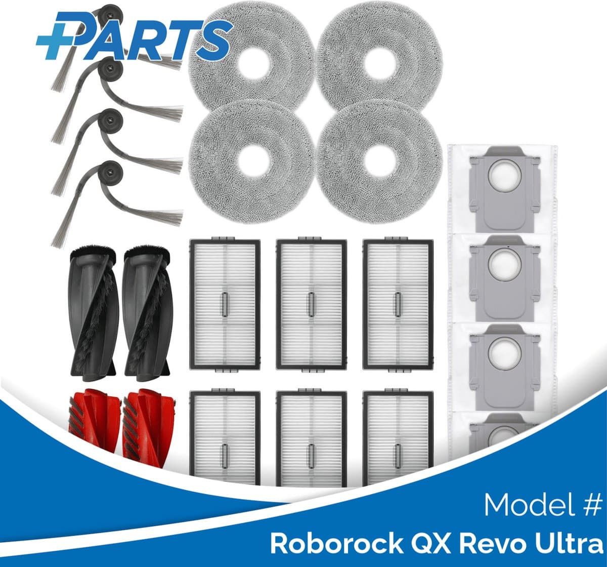 Roborock QX Revo Ultra Onderhoudsset (Plus.Parts® alternatief voor 8.02.0388)