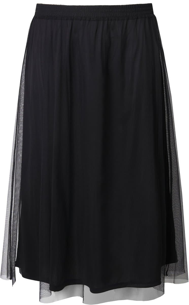 Angel of Style - Dames - Mesh midirok straight model elastische tailleband - Zwart - Maat 44