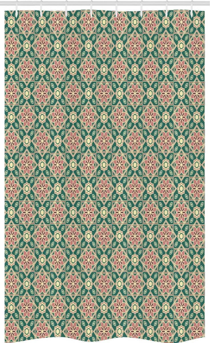 ABAKUHAUS Douchegordijn Chevron Bloemetjes – 120x180 cm, waterafstotend