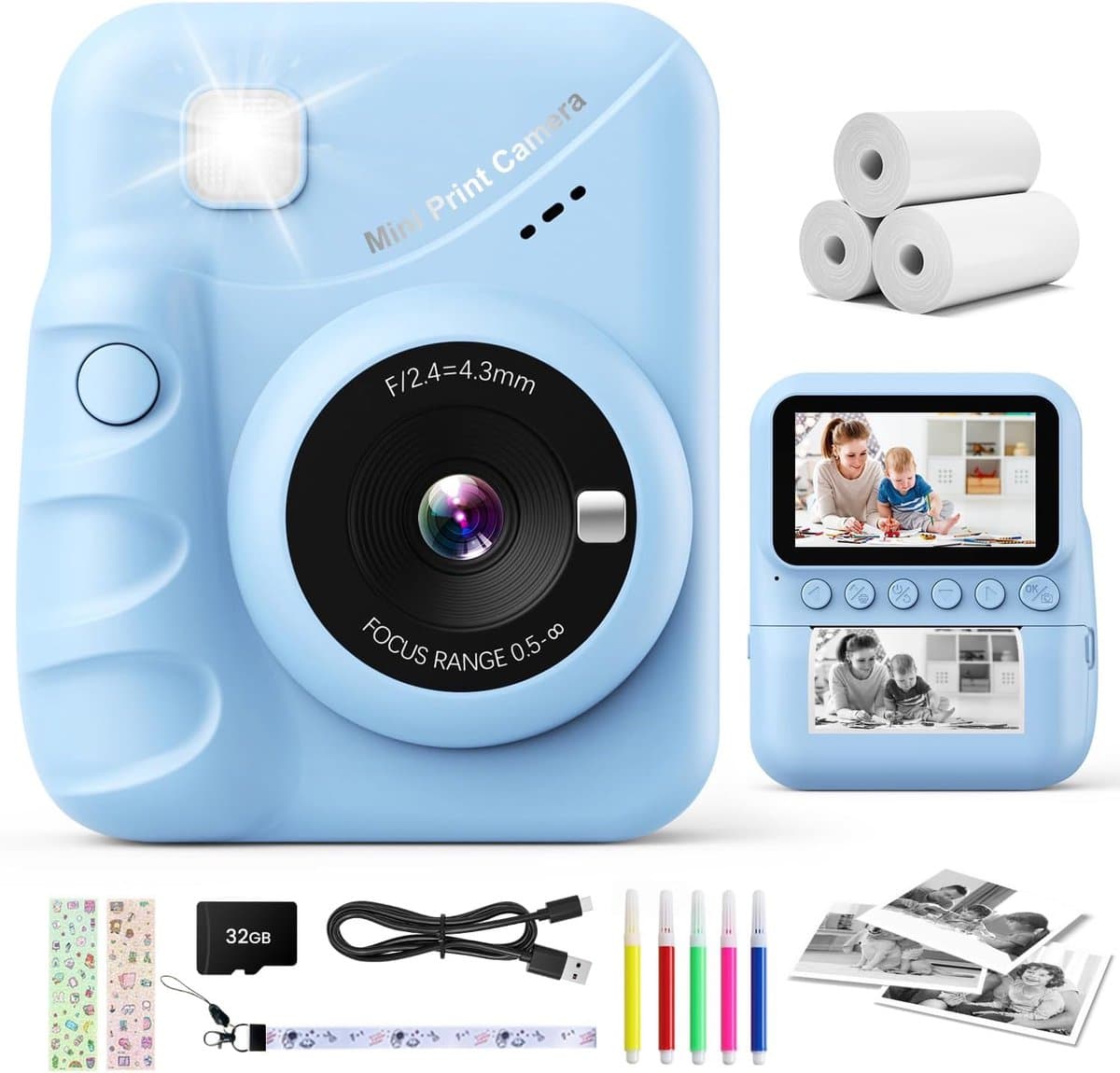 Kindercamera Direct Printen met HD Scherm en 48MP Camera - Cadeau voor Jongens en Meisjes