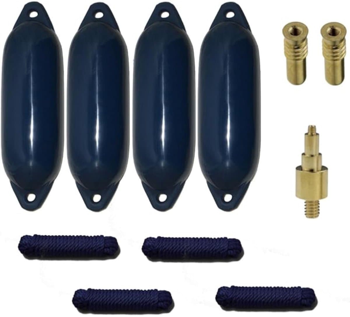 Set van 4 met Majoni Star 35 stootwillen incl. spatelleidingen, 2 vervangingsventielen, 1 ventieladapter - marine, 62 x 21 cm
