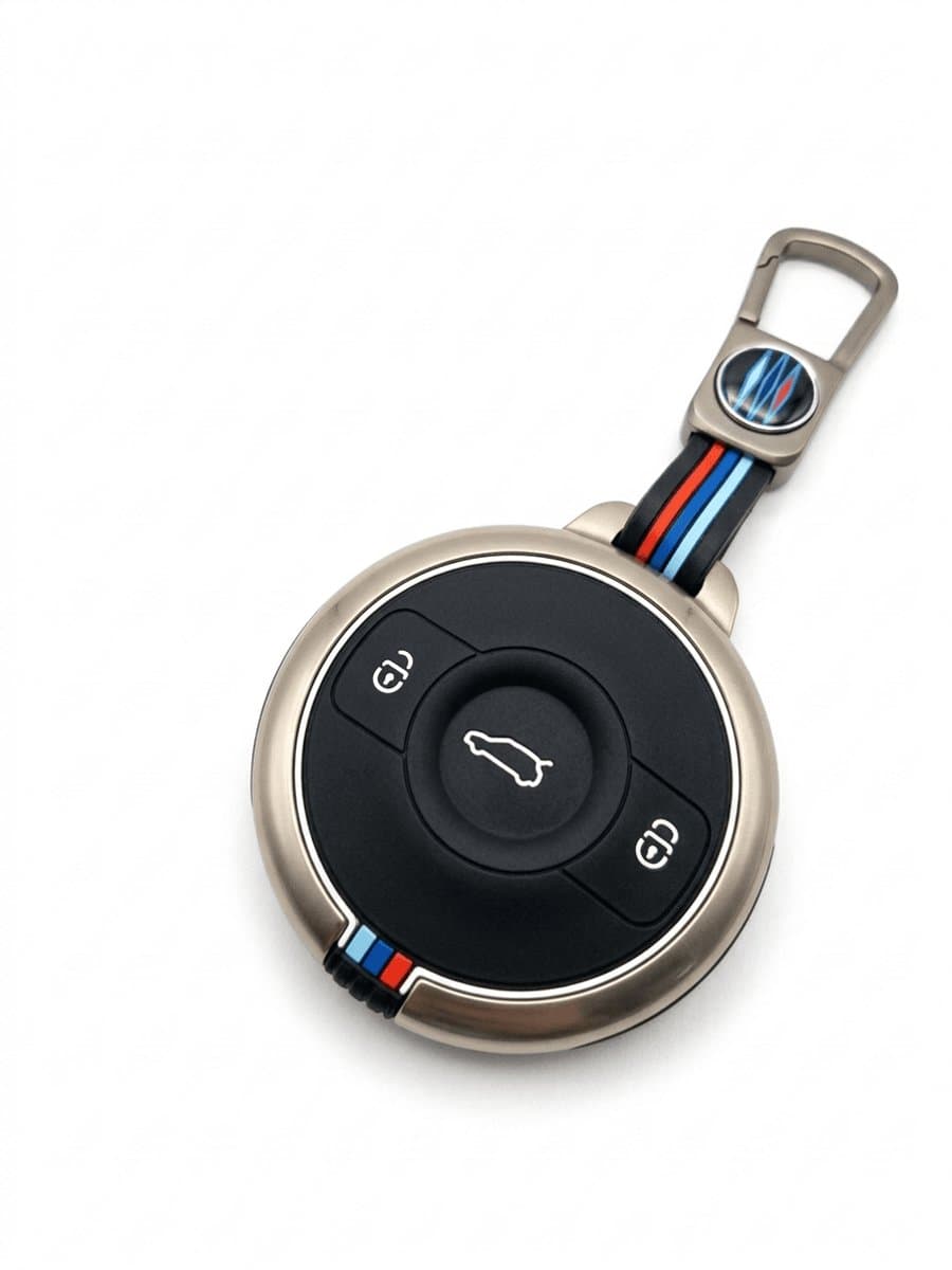 Autosleutel Hoesje geschikt voor Smart - Sleutelcover - Metalen Sleutelhoes - Accessoires - grijs