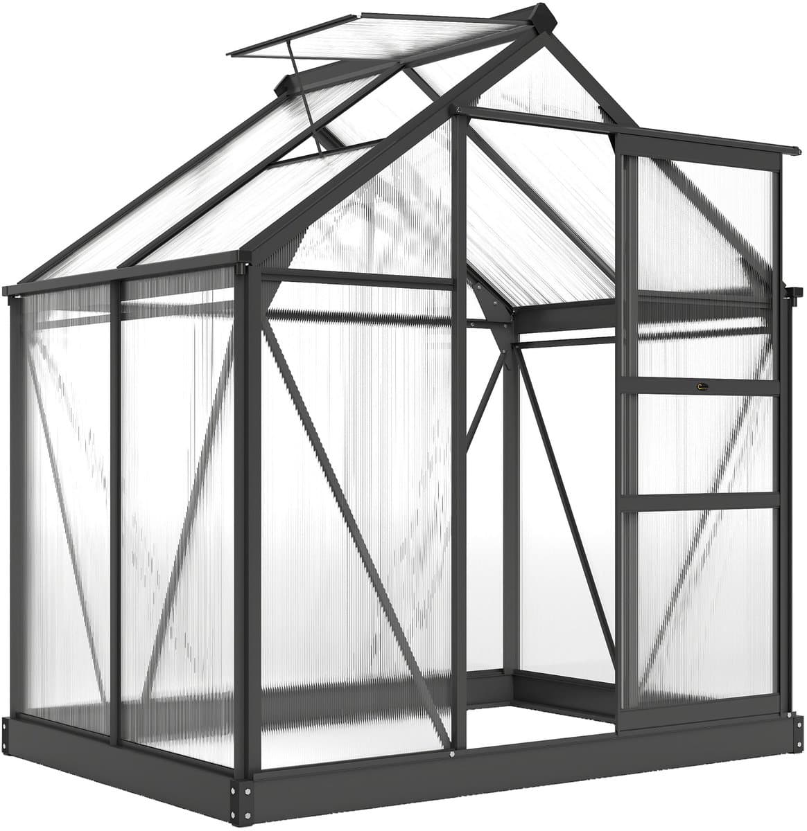 Outsunny-kas - Polycarbonaat - 190x132x201cm - Grijs, transparant