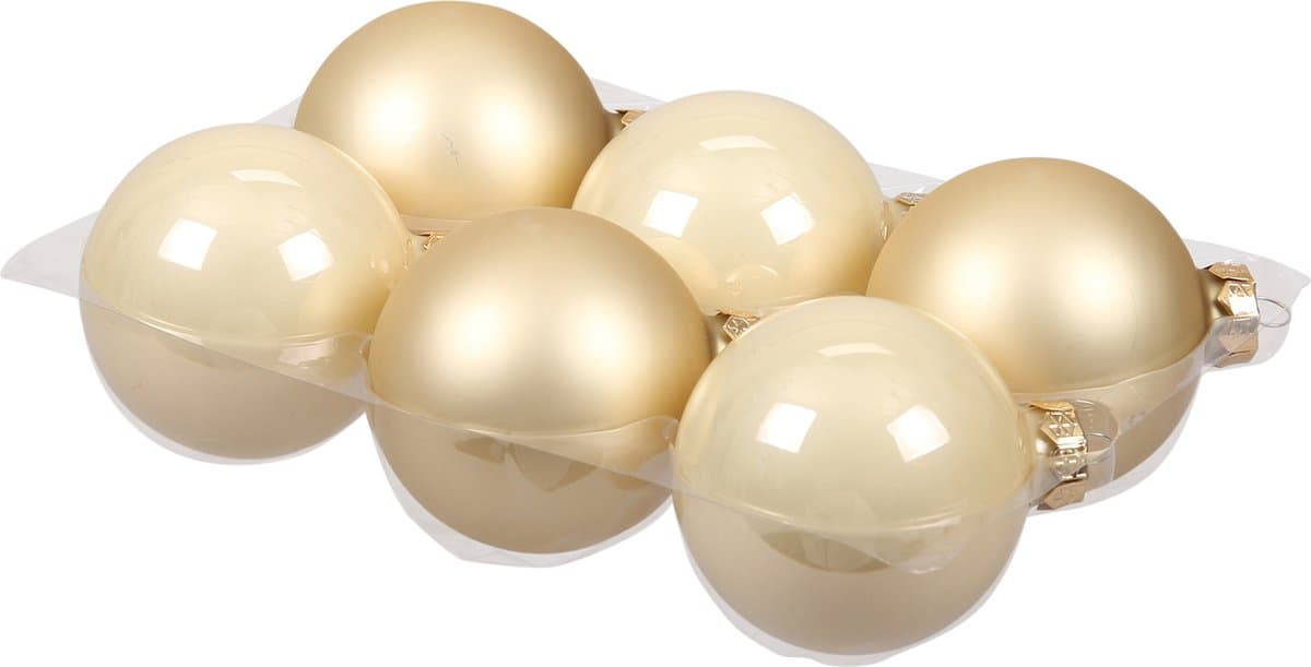 Othmar Decorations Kerstballen - 6x st - champagne - D8 cm - glas - mat-glans - kerstversiering