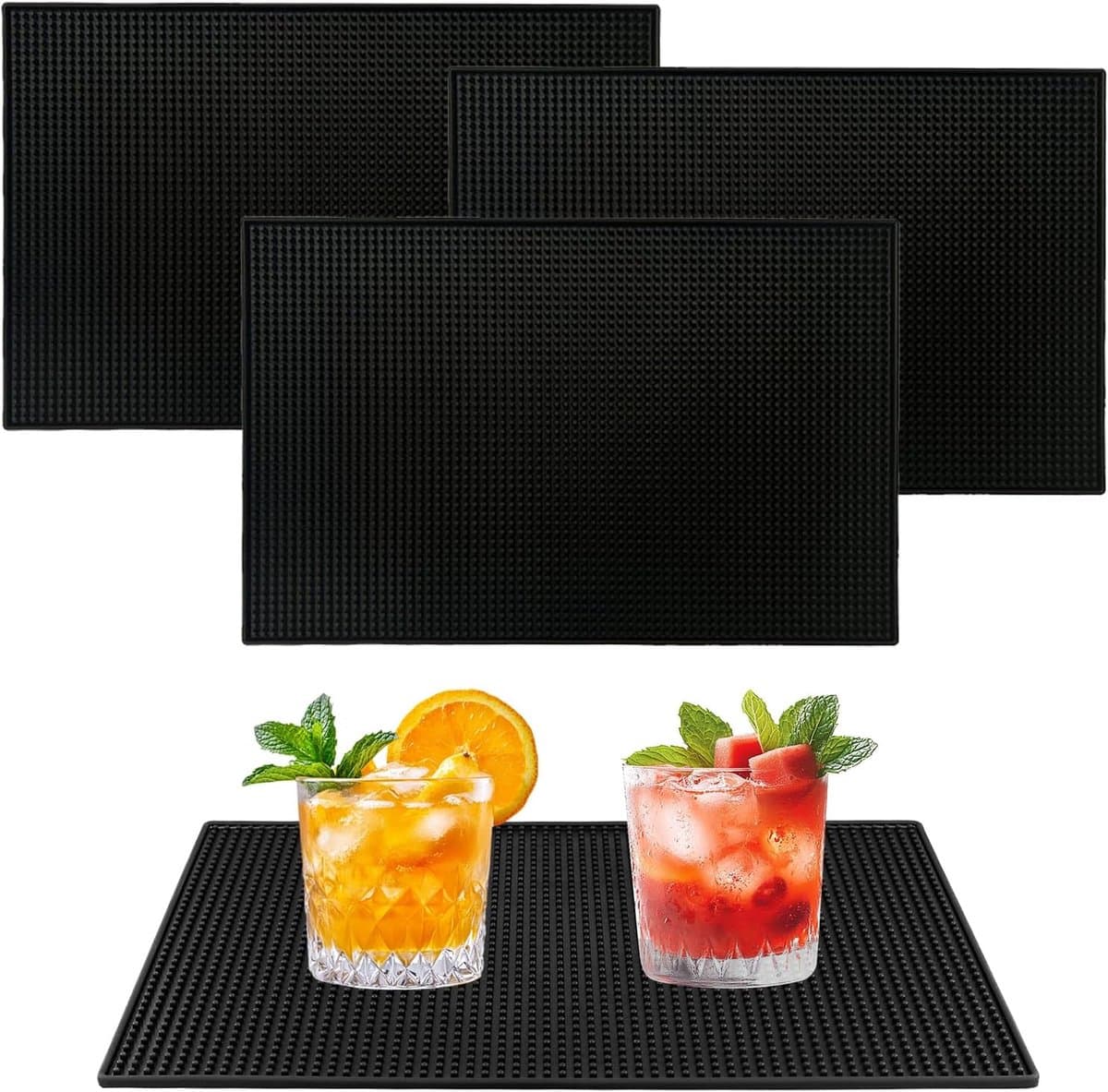 4 stuks 45 x 30 x 0,7 cm barmat: afdruipmat, barmat voor barkeeper, gastronomie, café, club, keuken, huisbar, tamper mat voor espresso station en toonbank