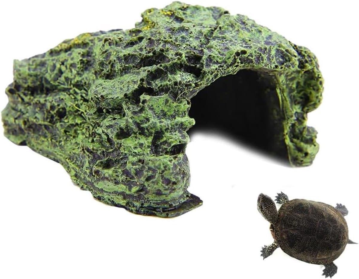 Reptielen Grot - Schuilplaats Aquarium - Terrarium Decoratie - Natuurlijk Realistisch - Klein 9x7x4 cm - Bruin