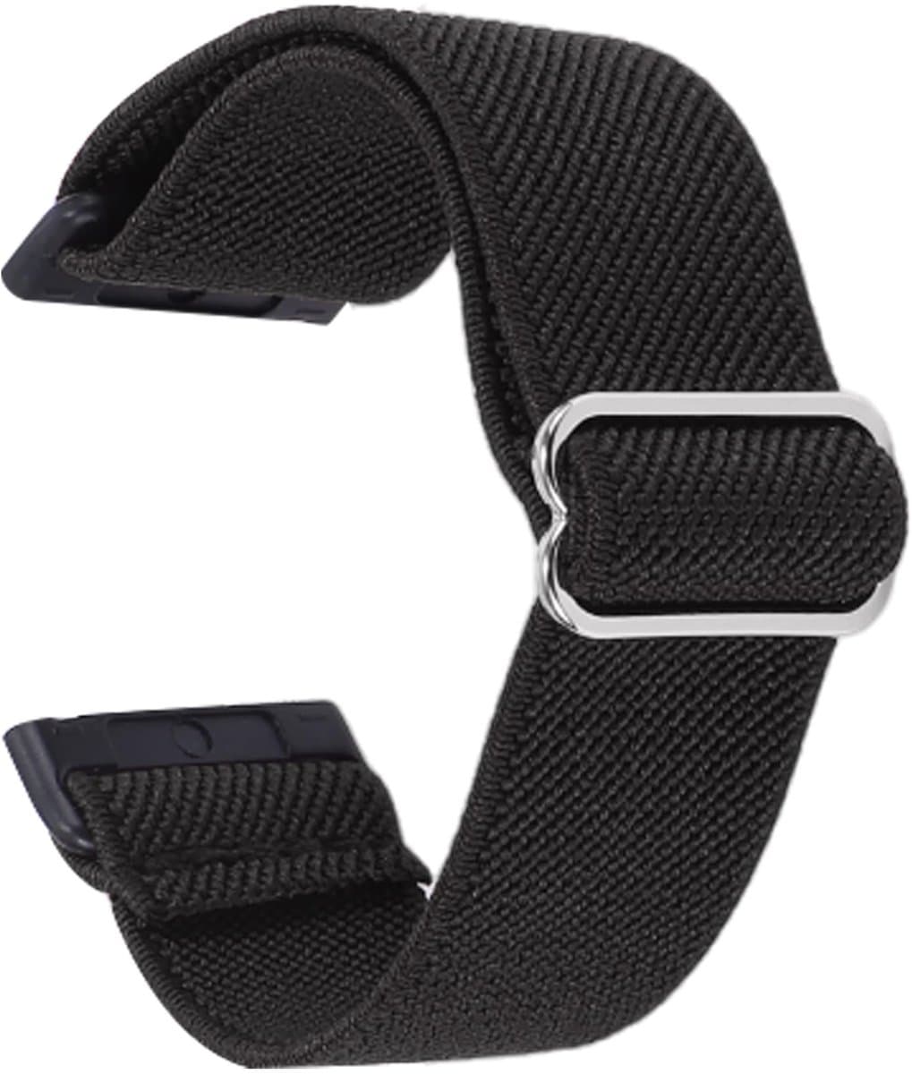 Allecto - Sporthorlogeband - Nylon - Ademend en wasbaar - Zwart - Geschikt voor Fitbit Versa 3/4 - Comfortabel en duurzaam
