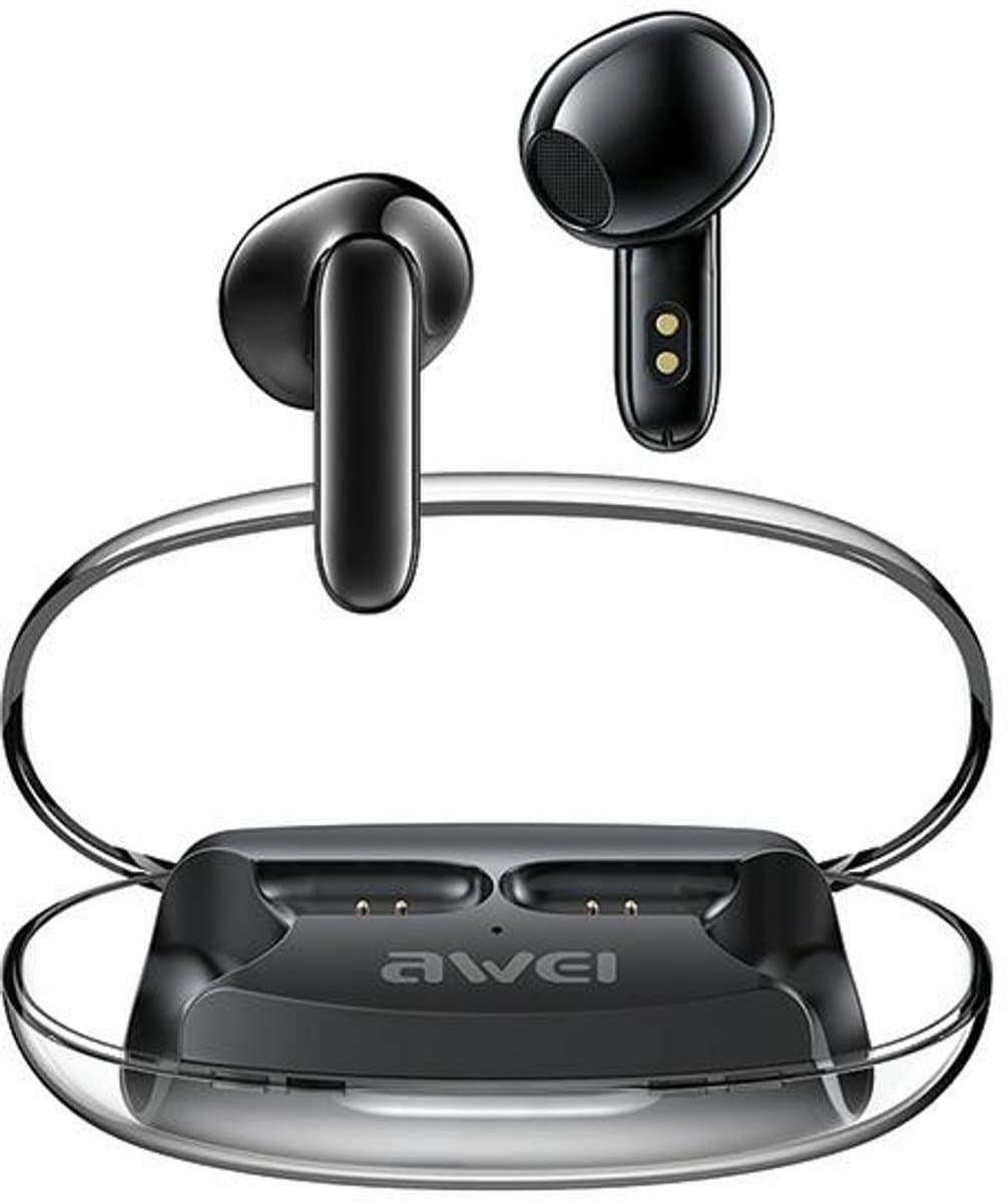 AWEI Bluetooth 5.3 T85 ENC TWS hoofdtelefoon + dockingstation zwart/zwart
