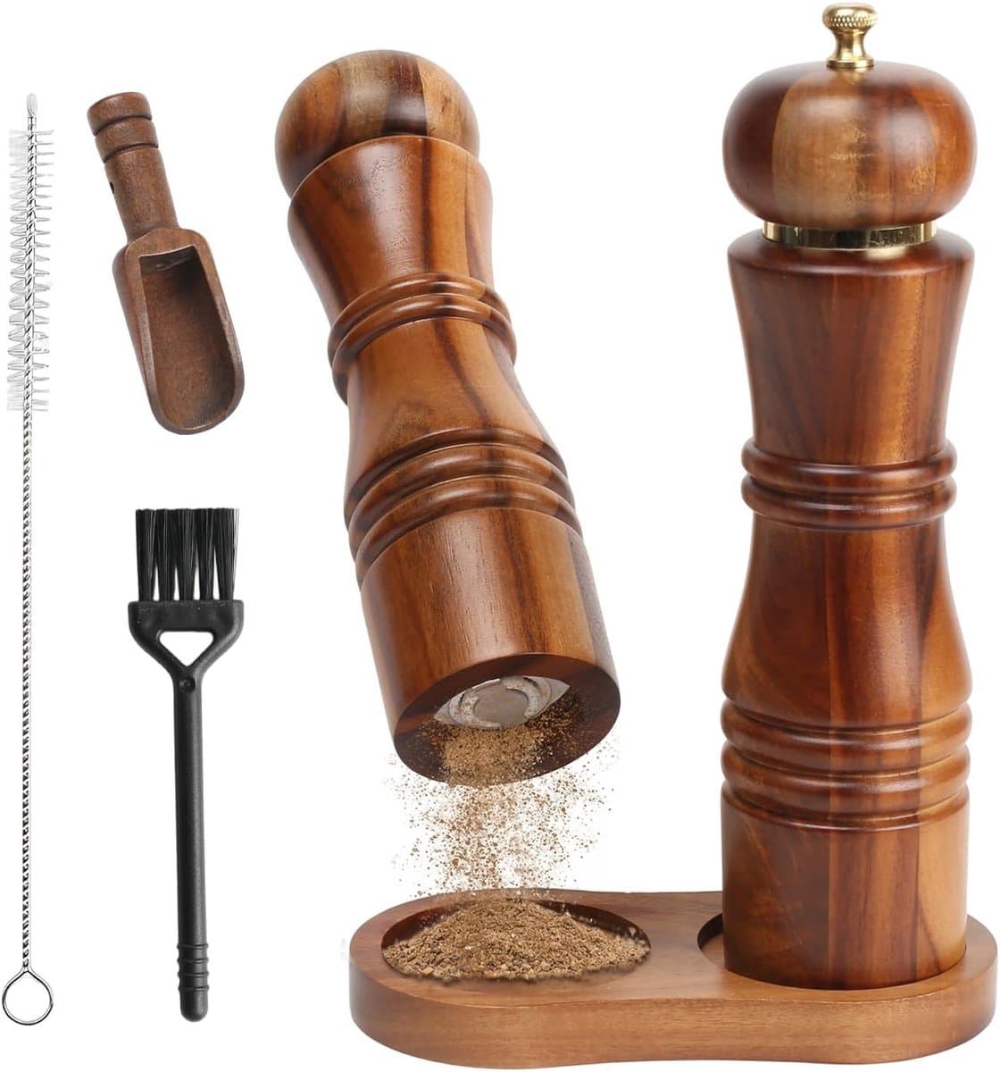 Houten zout- en pepermolens set van 2 - Handmatige kruidenmalers voor keuken en tafel