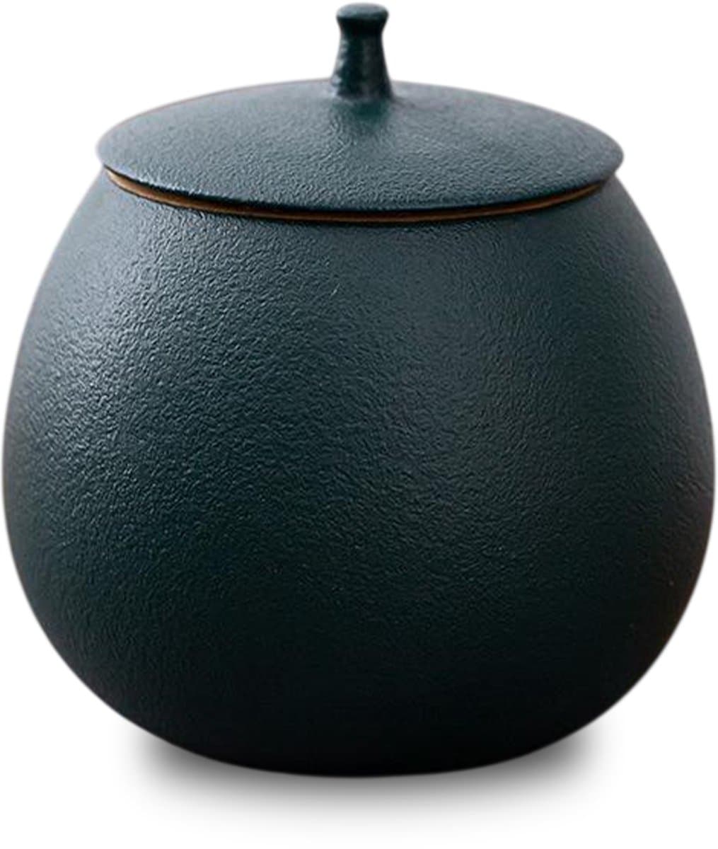Akerz Mini Urn Keramiek Antraciet – 200ML – Moderne Herinneringsurn voor Mens of Huisdier – Inclusief Beschermzakje – Decoratieve Asurn met Deksel