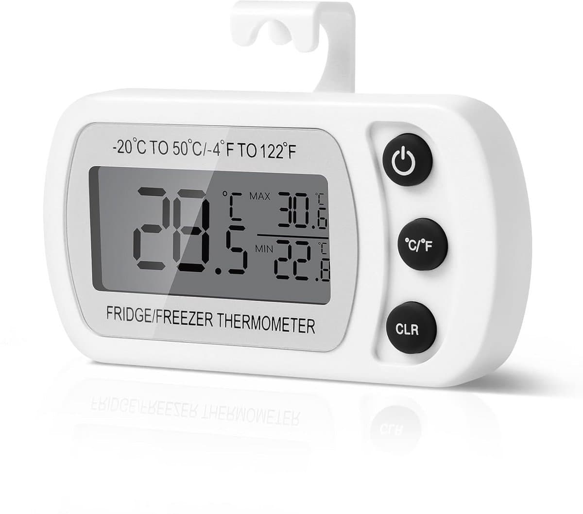 Digitale Koelkastthermometer - Keuken Temperatuurmeter - Voedsel Bewaren - Min Max Registratie - 132 x 12 cm - Wit