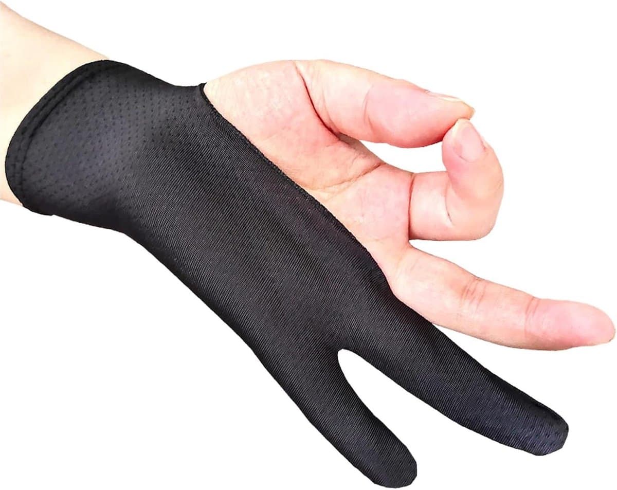 Tekentablet Handschoen - Kunsthandschoen Tekenen - Vloeiend Tekenen - Ademend Gaas - 2 Stuks - Zwart