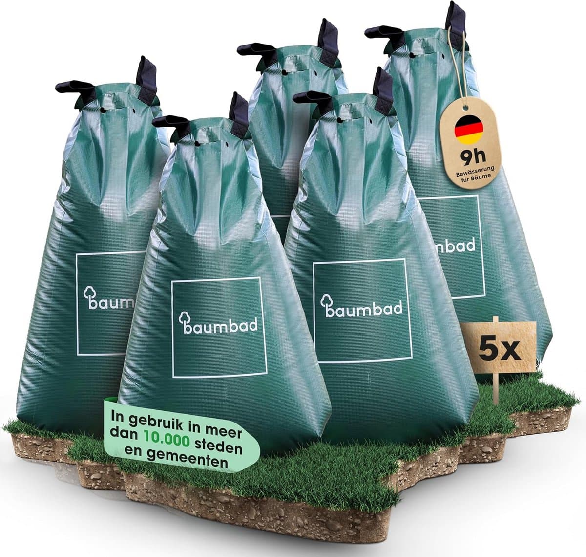 Bewateringszakken - Boomzakken - Planten Water Geven - Milieuvriendelijke Verpakking - 5 Stuks - Groen