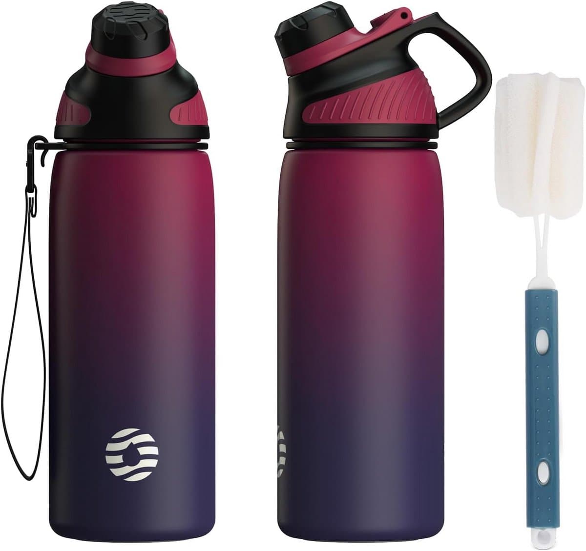 Roestvrijstalen Waterfles - Sportfles Thermosfles - Hydratatie Onderweg - Magnetisch Lekvrij Deksel - 600 ml - Rood Paars
