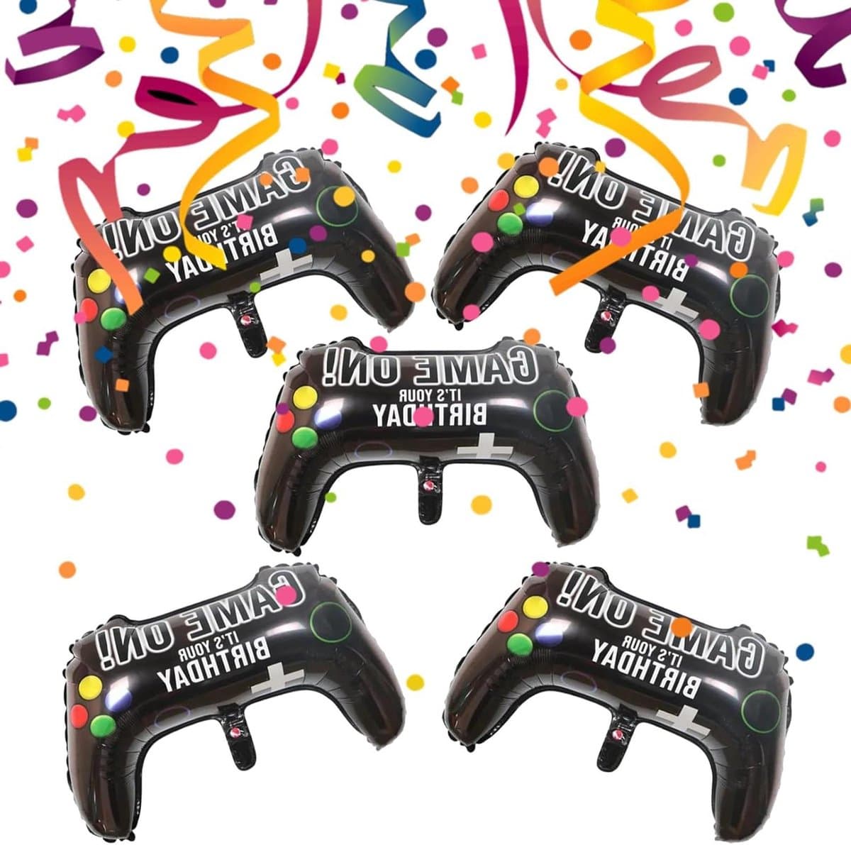 Video Game Ballonnen - Feestdecoratie - Verjaardag - 5 Stuks - 12x15 cm - Zwart