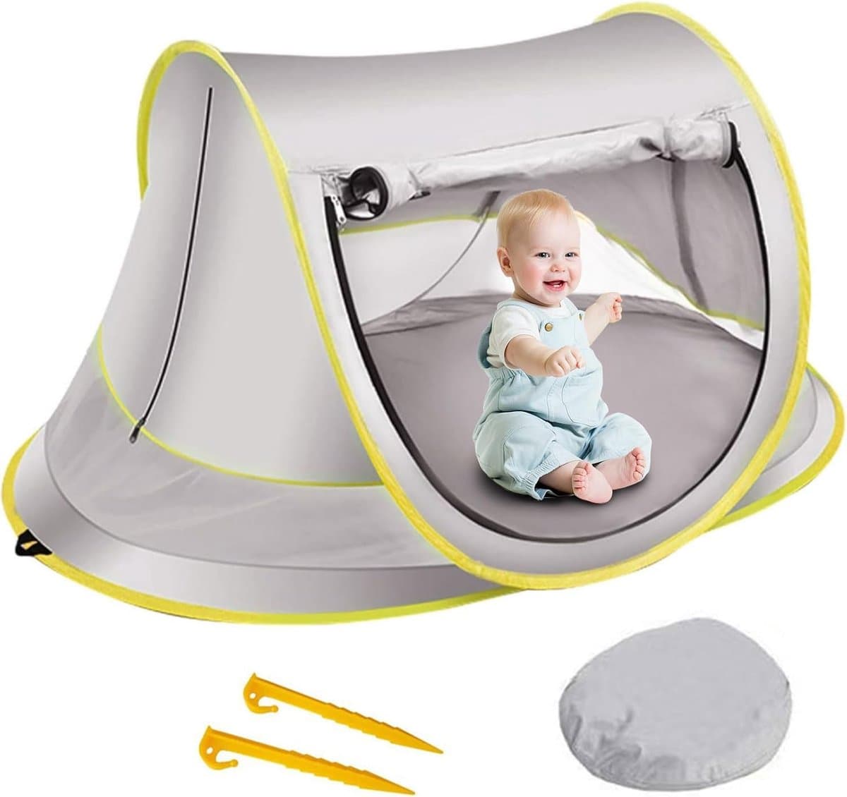 Kavo Campingbedje Met Matras - Reisbedje - Reisbedje Baby - Campingbedje - Grijs - 65cm x 45cm x 100cm
