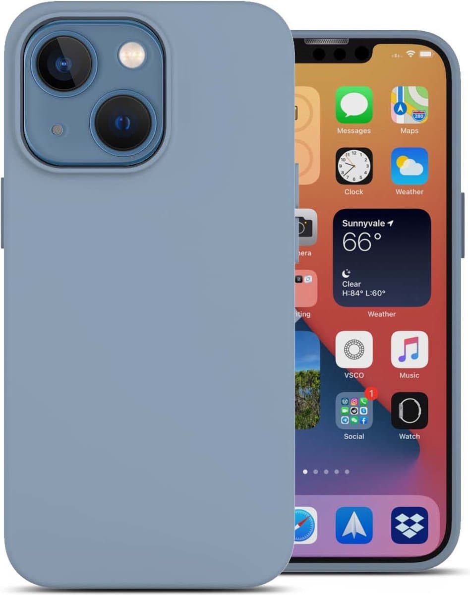 oTronica Geschikt voor iPhone 13 Mini hoesje Graniet Grijs - Geschikt voor iPhone 13 Mini siliconen hoesje - hoesje Geschikt voor iPhone 13 Mini