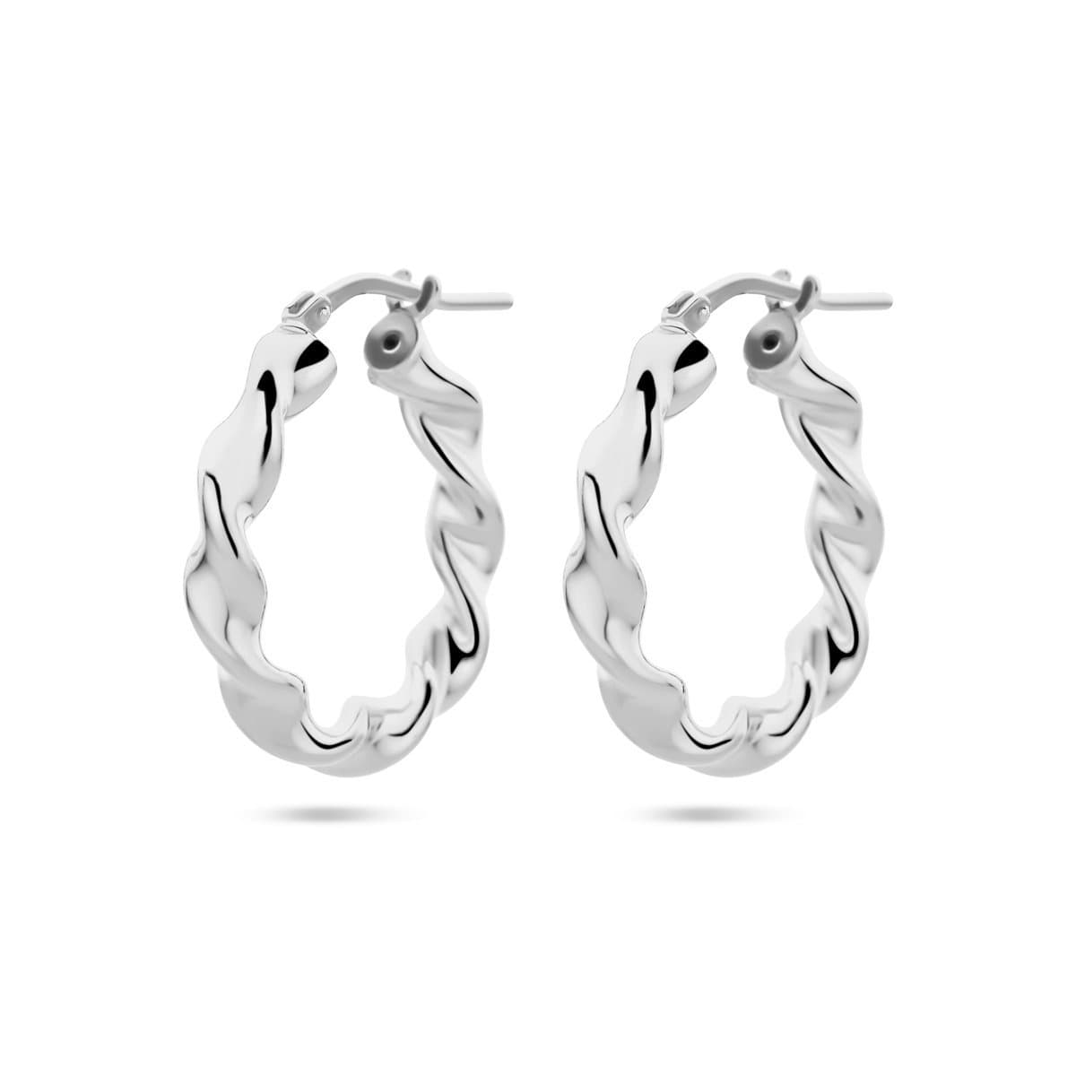 Zilver Gerhodineerd Oorringen Gedraaide Buis 1338741
