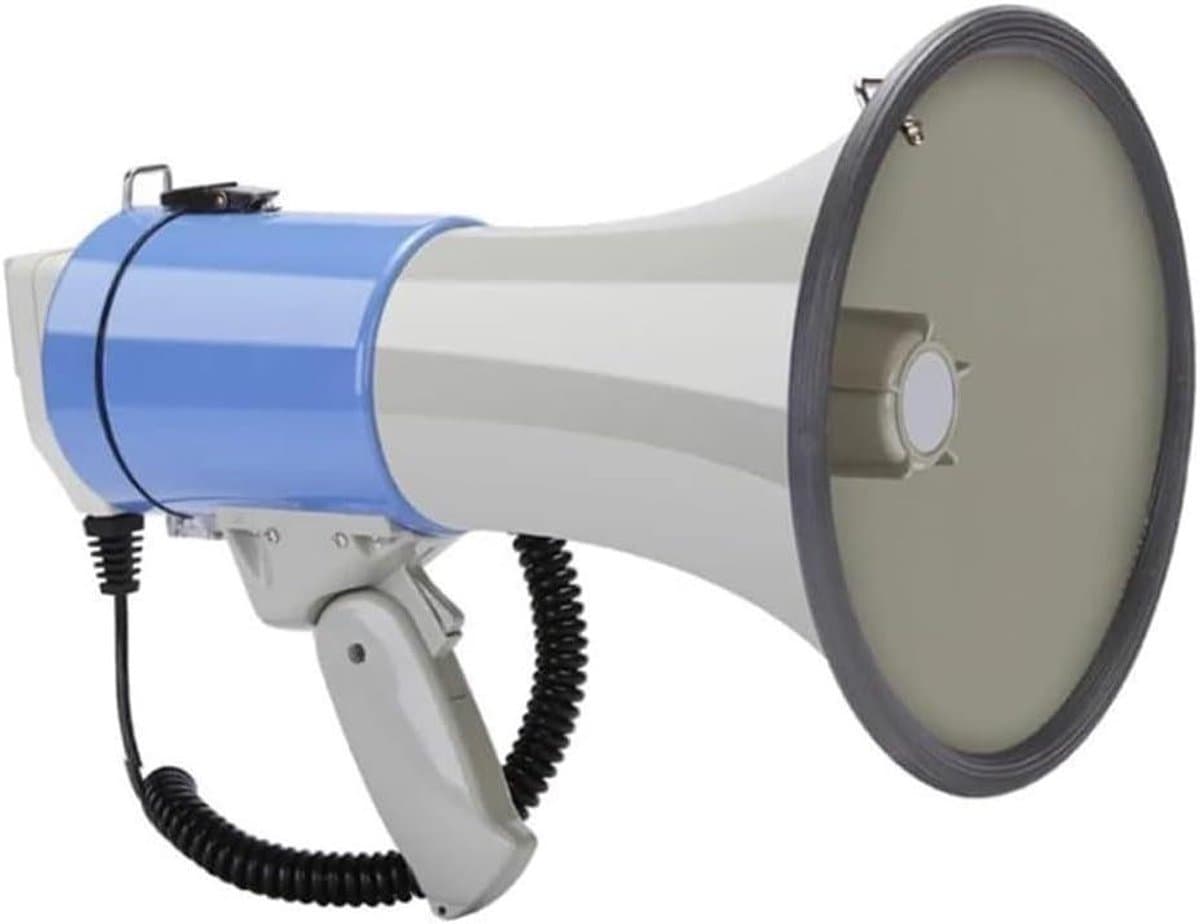 Megafoon Handheld - Luidspreker Bullhorn - Publiek Toespraken - Opneembare Functie - 22.5 cm - Lichtgrijs