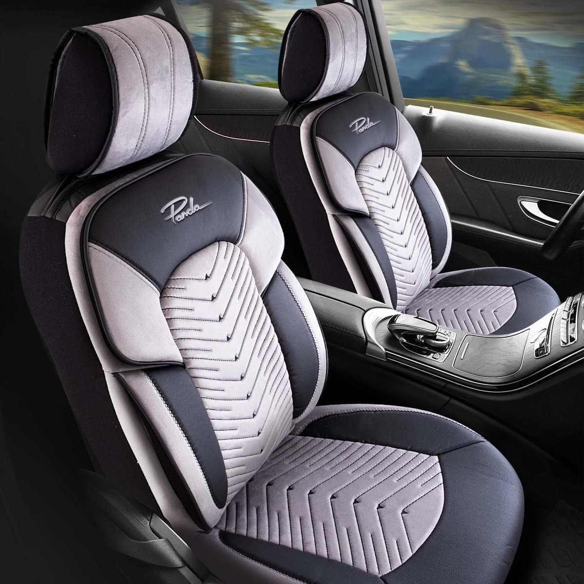 Stoelhoezen Honda NSX 1991-2005 – Dubai Grijs – Zachte veloursstof – Voorstoelenset – luxe velours stoelhoezen – extra comfort – beschermt tegen vuil en slijtage