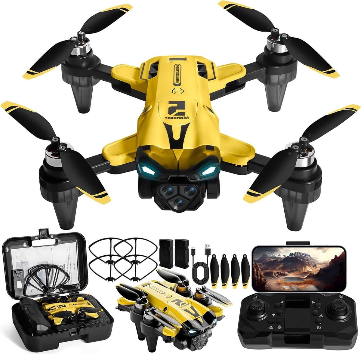 4K Camera Drone - Beginner Drone - Luchtopnames Maken - Borstelloze Motor - 40 Min Vliegtijd - Zwart
