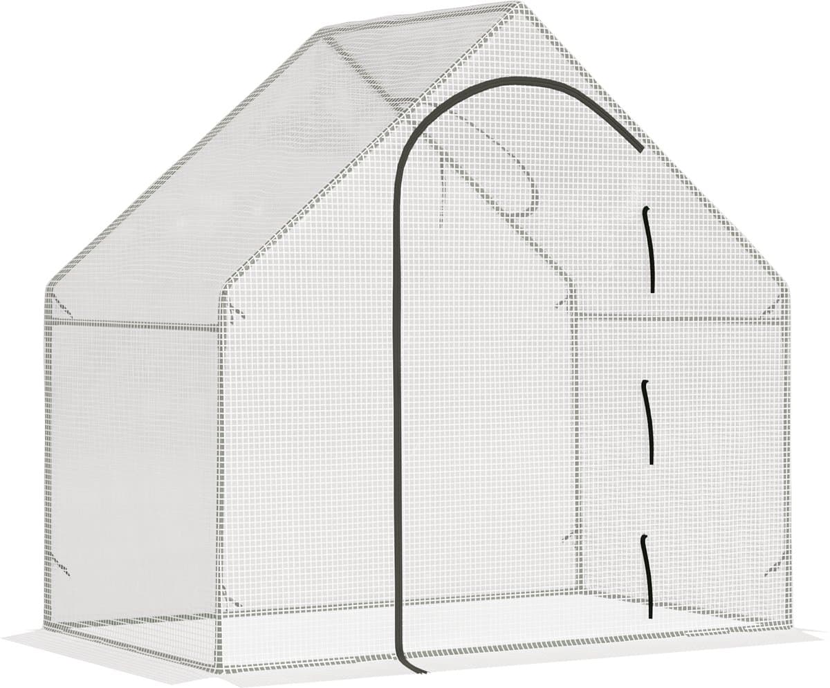 Kas met Roldeur en Raam - Tuinkas - Foliekas - Broeikas - Koude Bak - Kweekkas - Tomatenkas - Groentekas - Plantenkas - voor Groenten - Bloemen - Planten - 180 x 100 x 168 cm - Wit