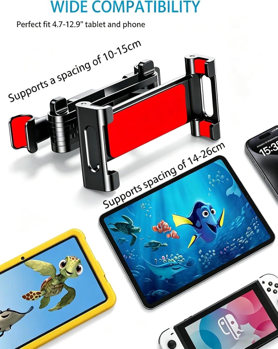 Tablet Houder - Achterbank Houder - Auto Entertainment - 360 Graden Draaibaar - 4.7-12.9 Inch - Rood