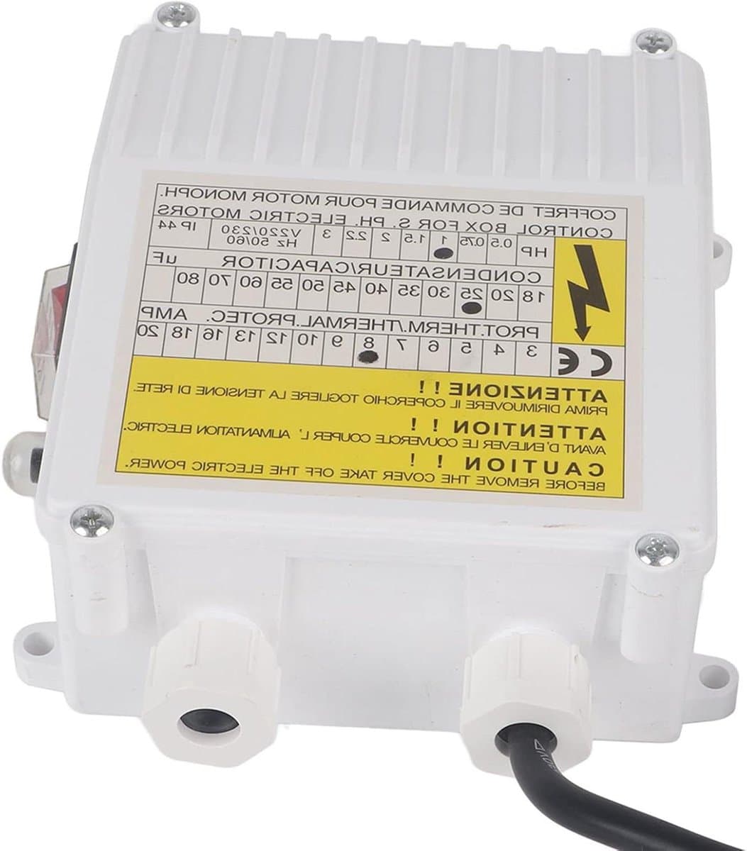 Pompbesturingskast - Pompschakelaar Waterpomp Controller - Automatische Watertoevoer - Met Thermische Beveiliging - 21 x 17 x 8 cm - Grijs
