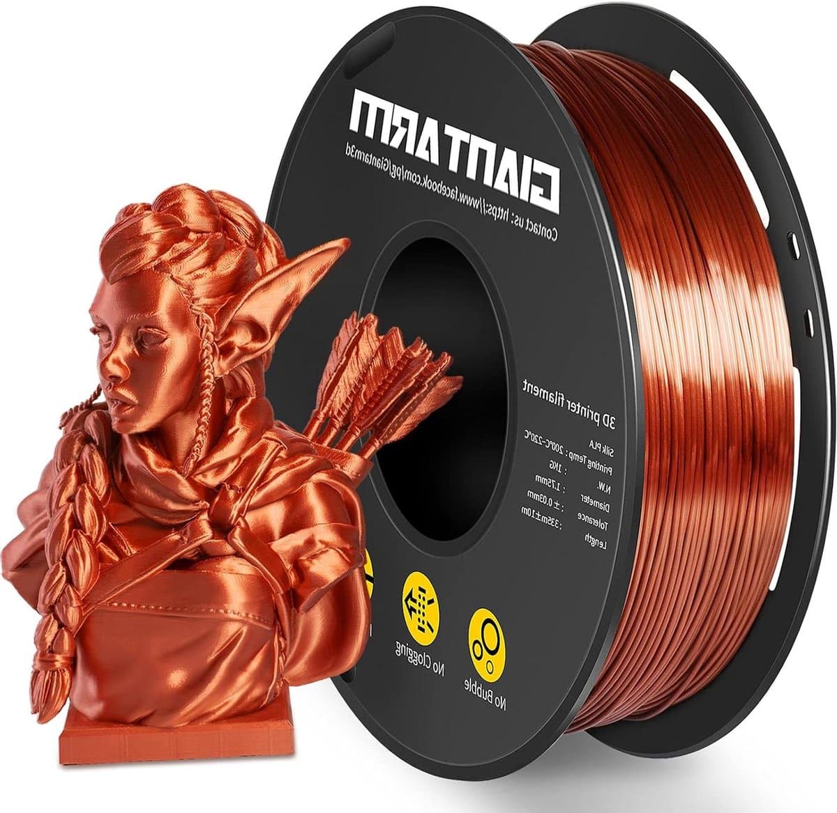 3D Printer Filament - Zijde Glans Spoel - Creatief Printen - Nauwkeurige Tolerantie - 1 kg - Koper
