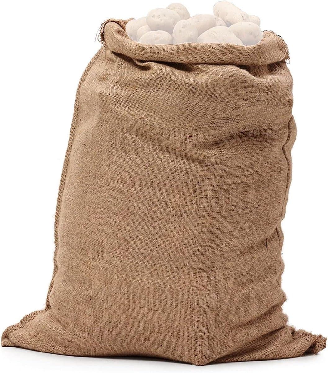 Jute Aardappelzak - Zak Linnen Speelzak - Familiefeesten Spel - Versterkte Zijwanden - 23.7 x 21.3 x 4 cm - Natuurlijk