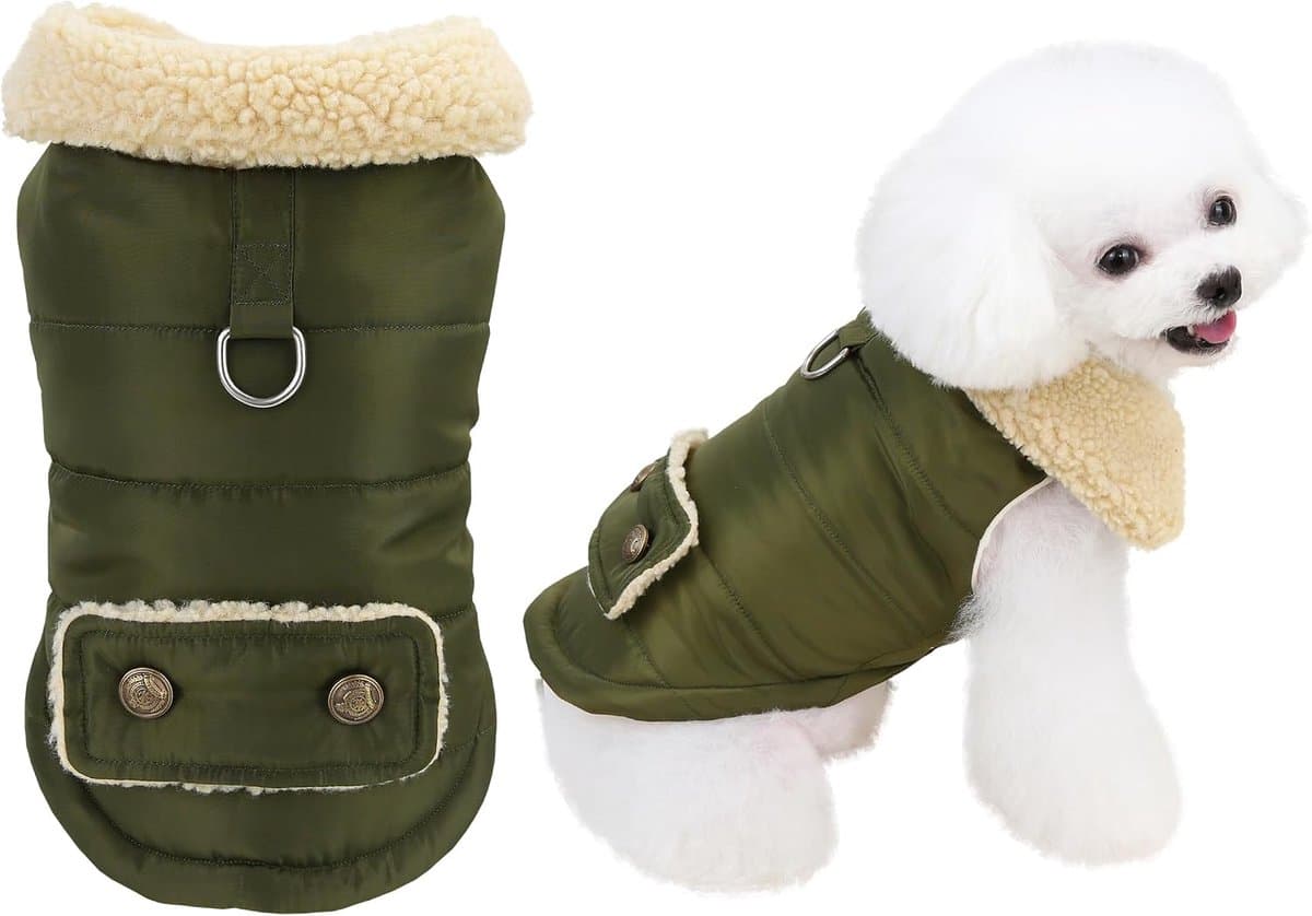 SnelShoppen - Izefia Winterjas voor Honden - Winddicht Fleece Hondensweater - Dikke Kleding met Bontkraag - Nordic Stijl - Geschikt voor Kleine en Mid