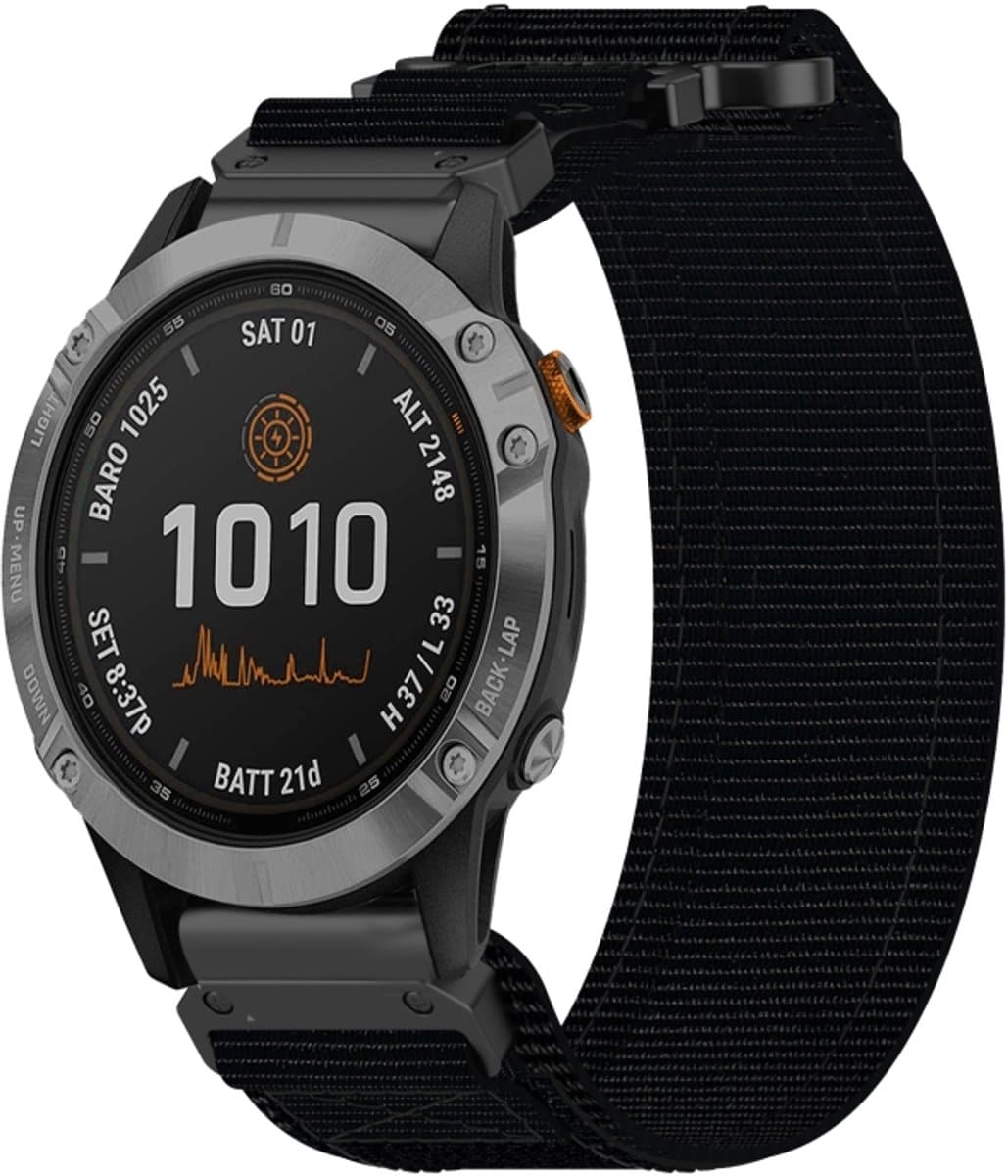 Voor Garmin Fenix 7 22 mm nylon klittenbandsluiting horlogeband (zwart)