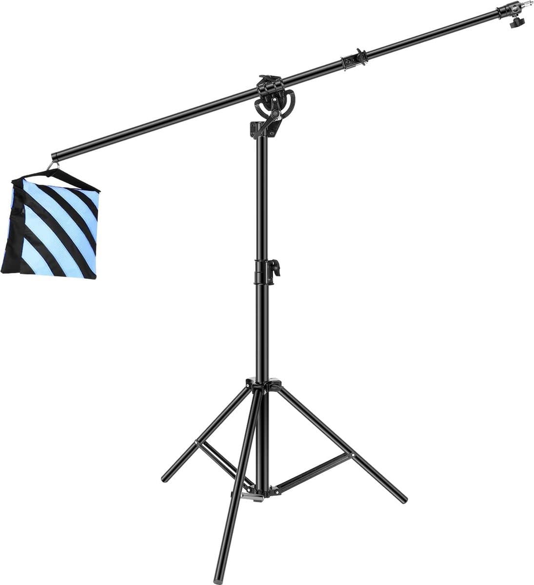 2-in-1 Fotolicht Statief - 3m Zware Aluminium Legering Statief met 1.1m Steun en Lege Zandzak - Voor Videolicht, Flitser, Reflector, Softbox - Studio Foto Video-opnamen - X01NS320