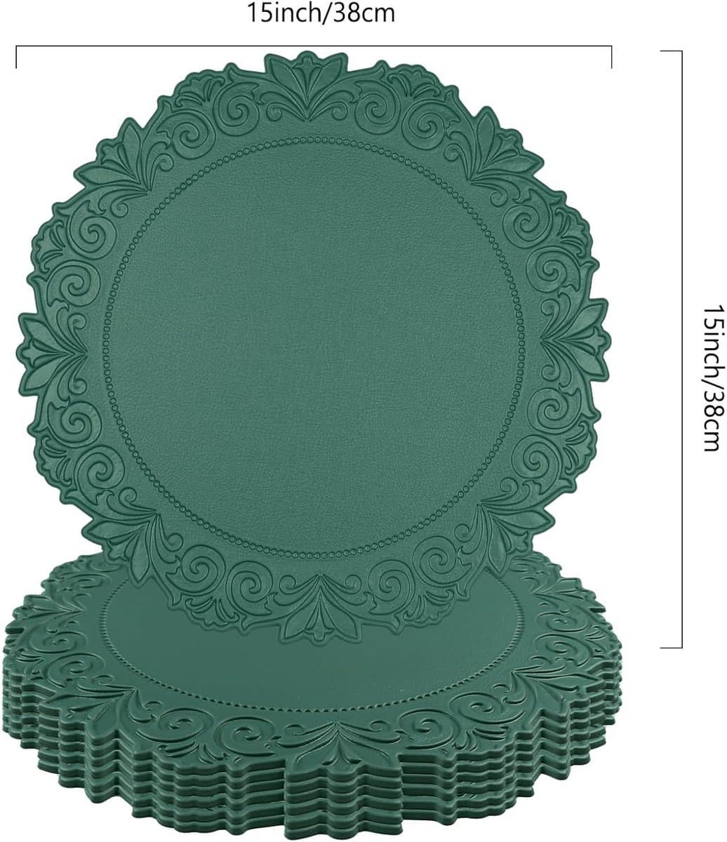 Imitatieleer Placemats 35 cm - Set van 6 - Waterdicht, Hittebestendig & Niet-Glijdend - Rond - Voor Thuis & Kantoor