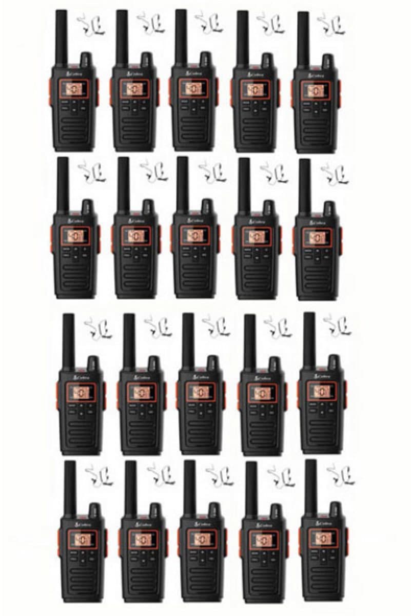 Set van 20 Cobra RX380 PMR446 portofoons IPX2 met beveiliging oortje