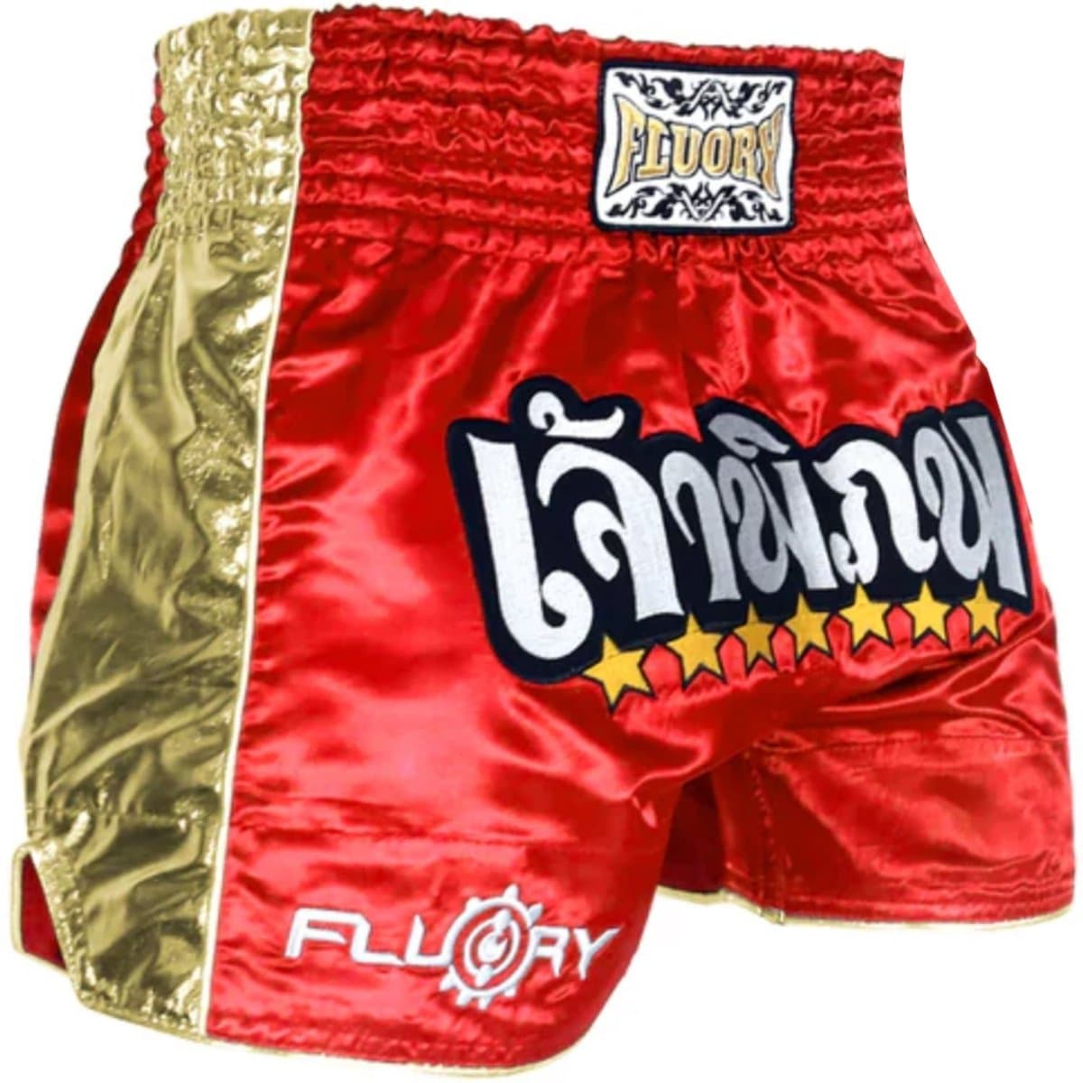 Fluory Muay Thai Short Kickboks Broek Rood Goud MTSF51 - XXL